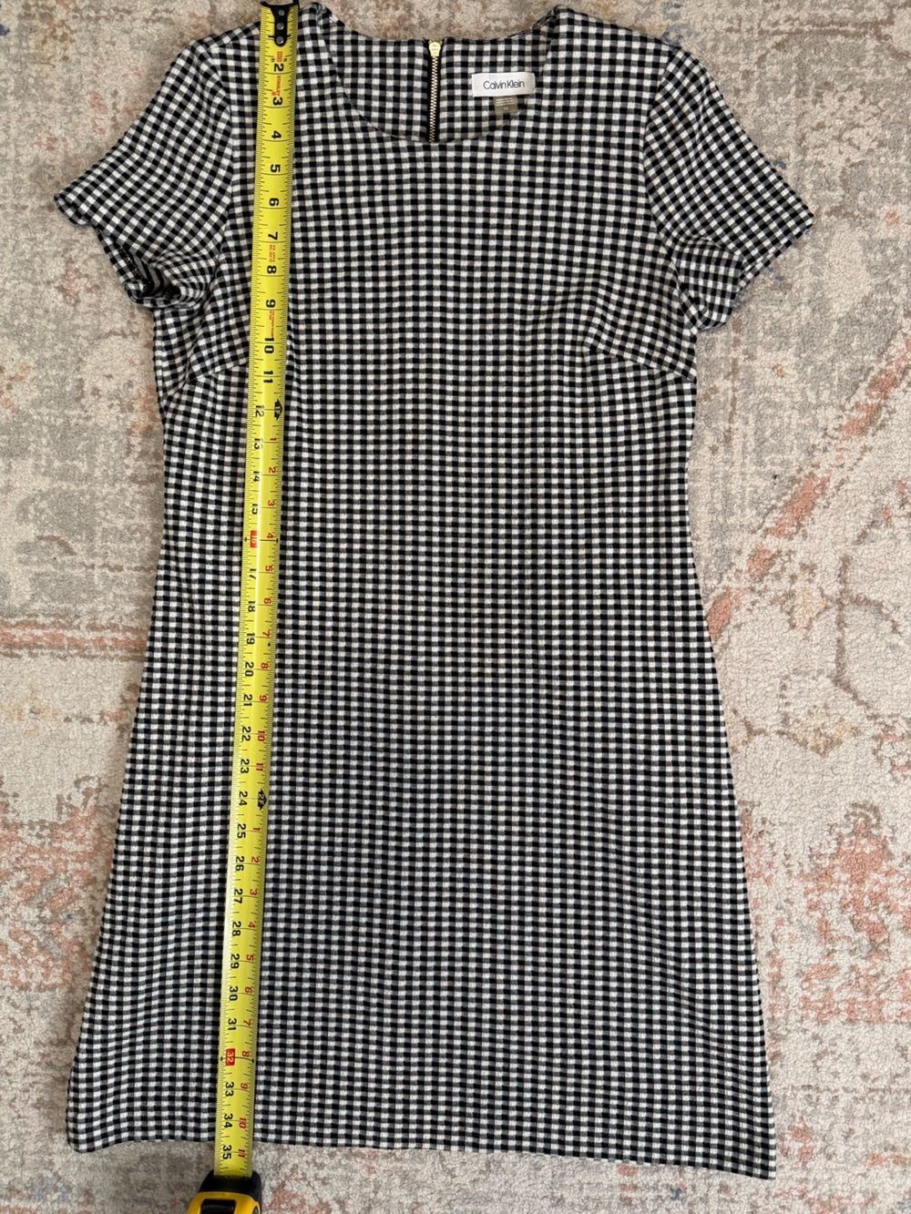 Calvin Klein Gingham Sheath Dress Black White Check Cottagecore Preppy - Picture 7 of 7